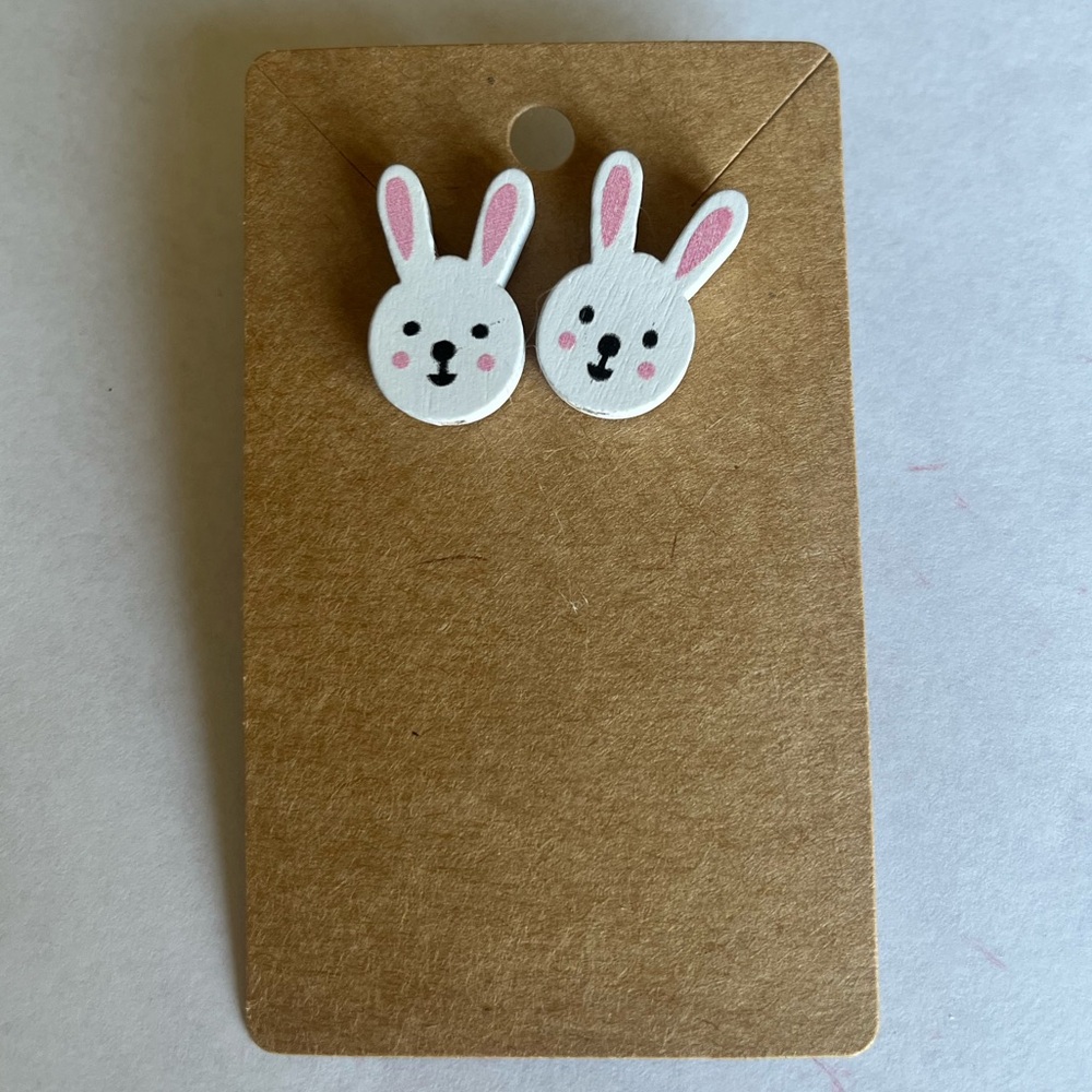 2/$15- Easter Bunny Wooden Stud Earrings Handmade